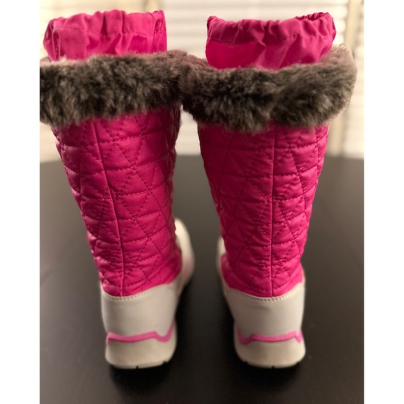 Lands' End Girls Insulated Tall Snow Winter Boots Size 3 Gray/Pink Waterproof - Picture 9 of 15